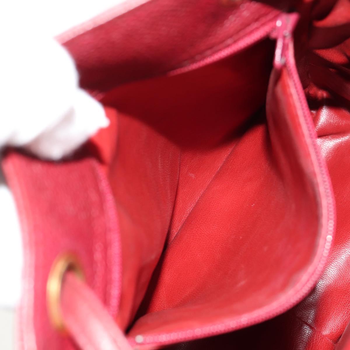 CHANEL Backpack Caviar Skin Red Gold CC Auth bs30593V