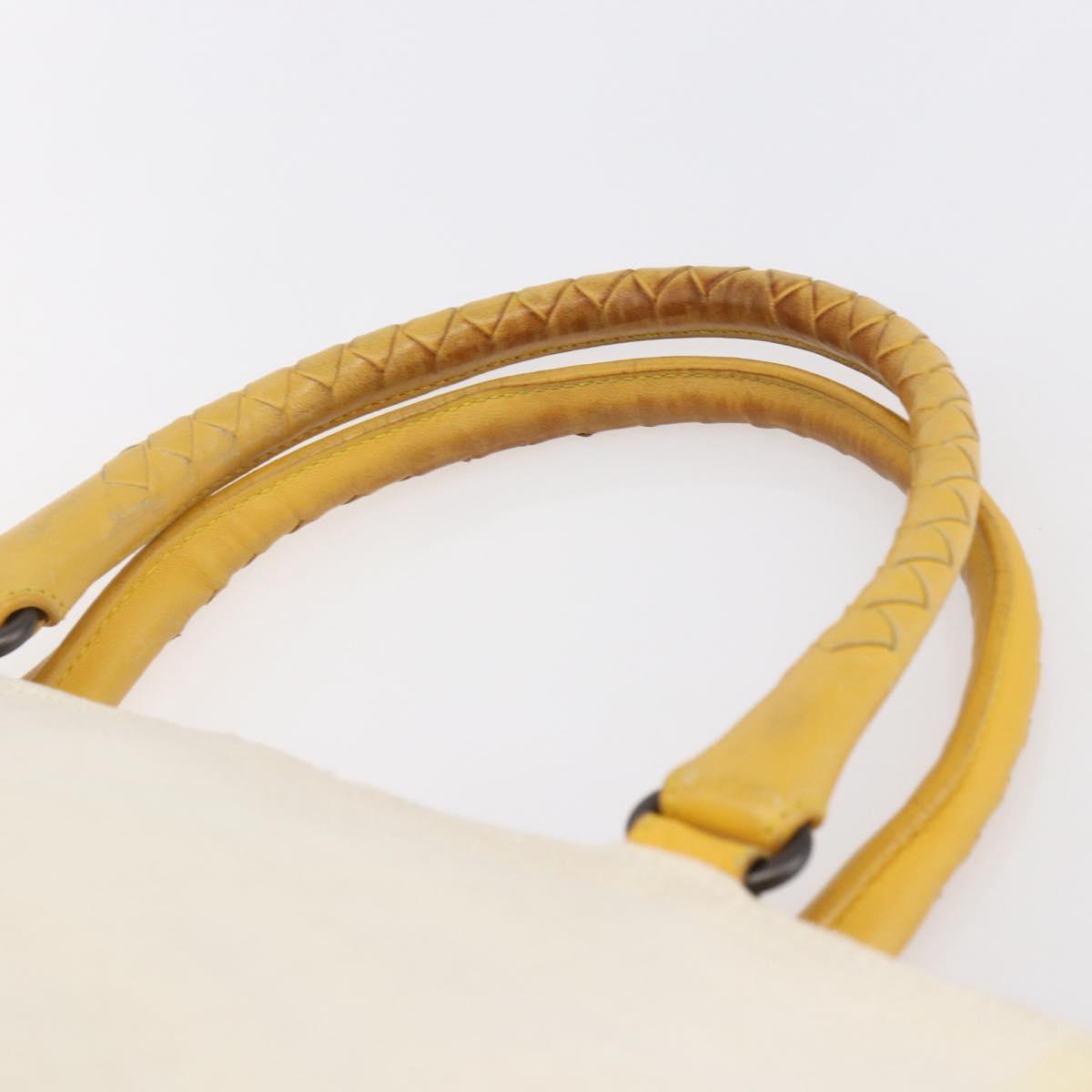 BOTTEGA VENETA Tote Bag Canvas Leather Yellow Auth bs30596
