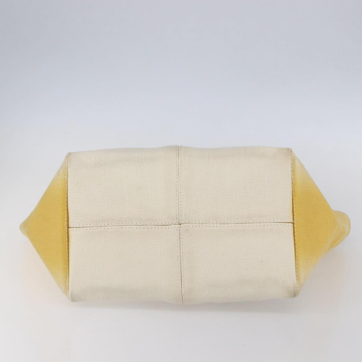 BOTTEGA VENETA Tote Bag Canvas Leather Yellow Auth bs30596