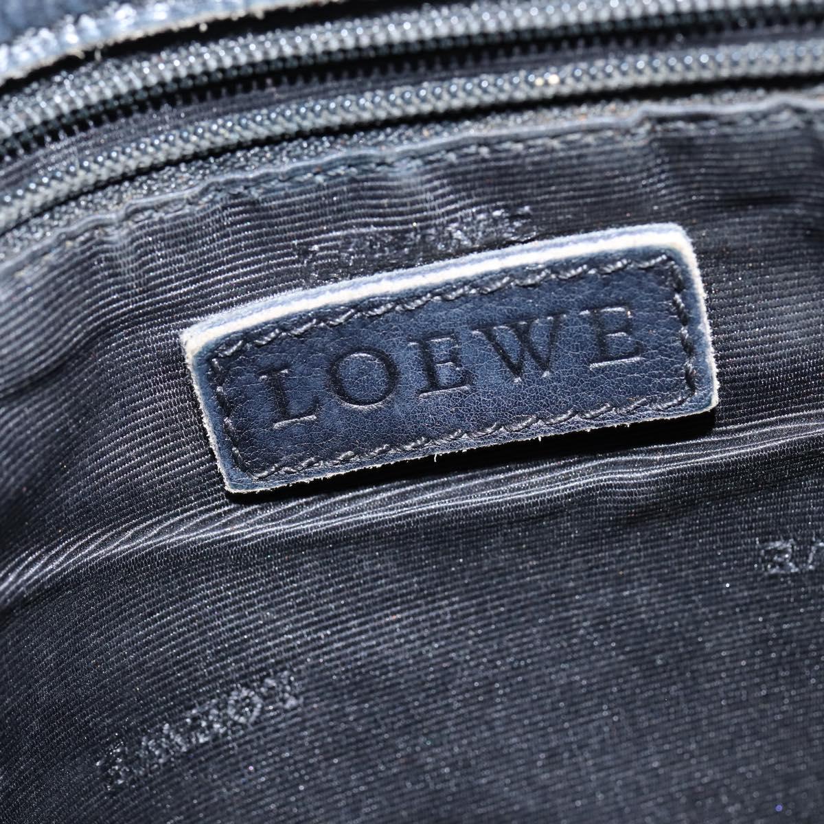 LOEWE Anagram Shoulder Bag Leather Black Silver Auth bs30598