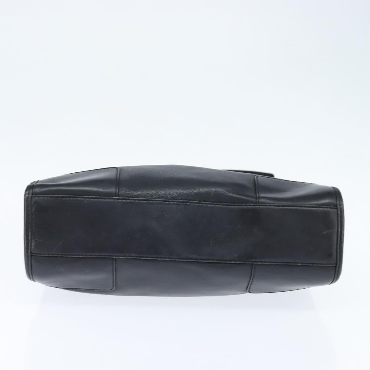 LOEWE Anagram Shoulder Bag Leather Black Silver Auth bs30598
