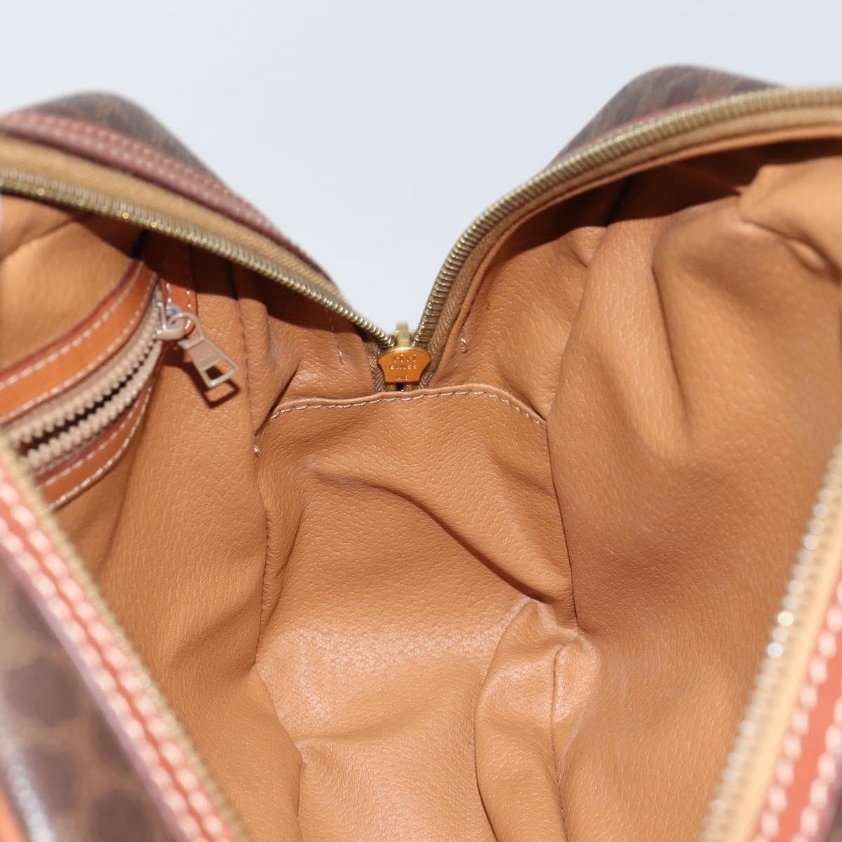 CELINE Macadam Canvas Hand Bag PVC Leather Brown Gold Auth bs30599