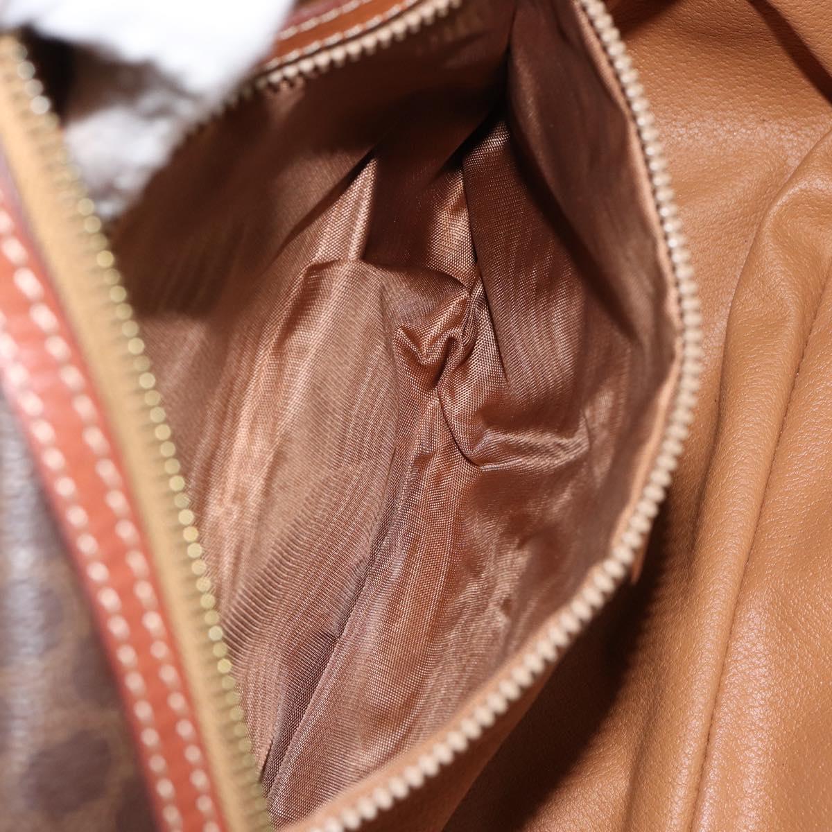 CELINE Macadam Canvas Hand Bag PVC Leather Brown Gold Auth bs30599