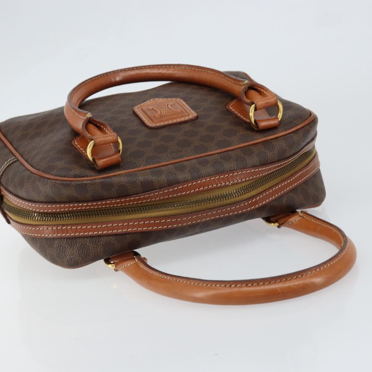 CELINE Macadam Canvas Hand Bag PVC Leather Brown Gold Auth bs30599