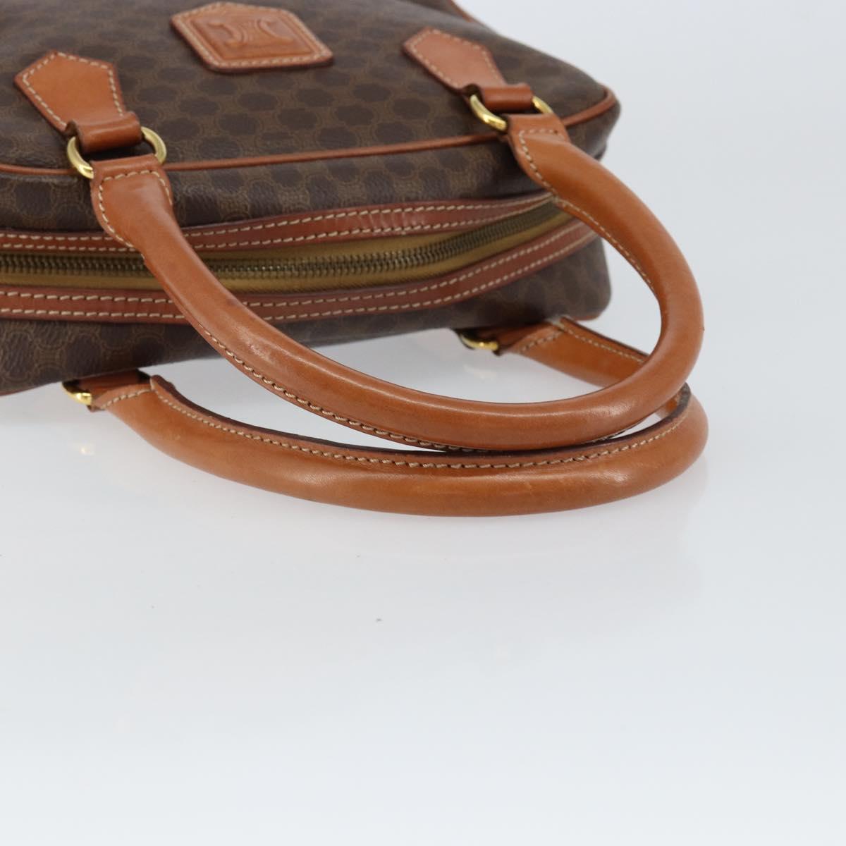 CELINE Macadam Canvas Hand Bag PVC Leather Brown Gold Auth bs30599