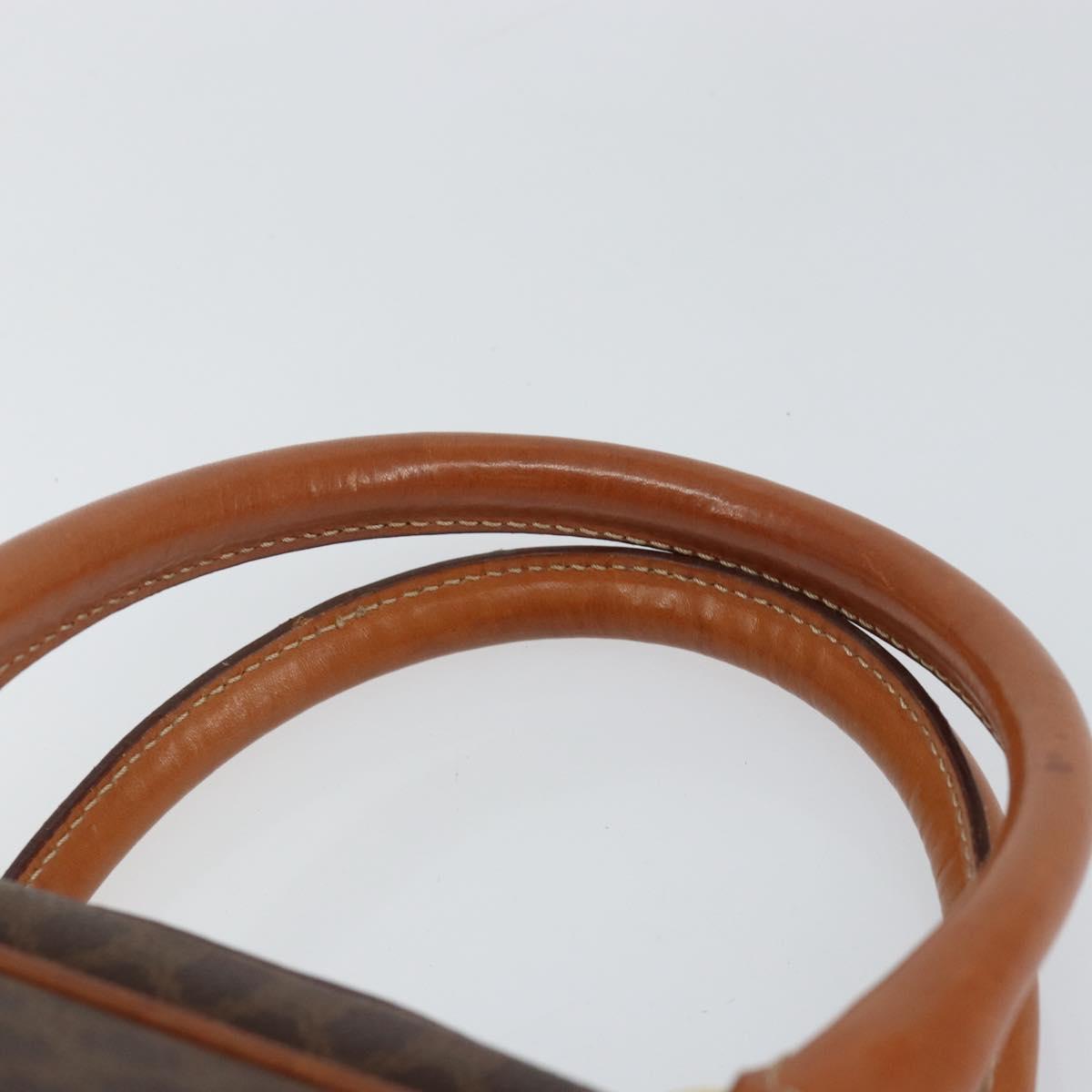 CELINE Macadam Canvas Hand Bag PVC Leather Brown Gold Auth bs30599