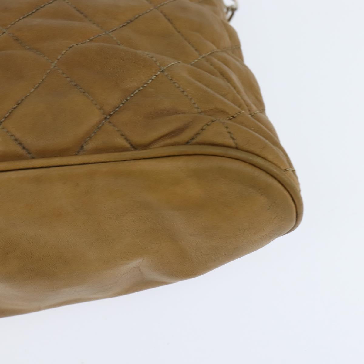 CHANEL Chain Shoulder Bag Lamb Skin Brown Gold CC Auth bs30600