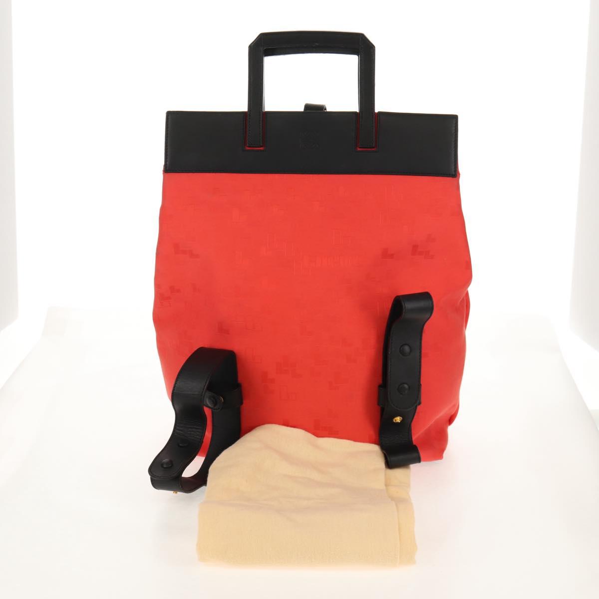 LOEWE Backpack Canvas Black Red Auth bs30603