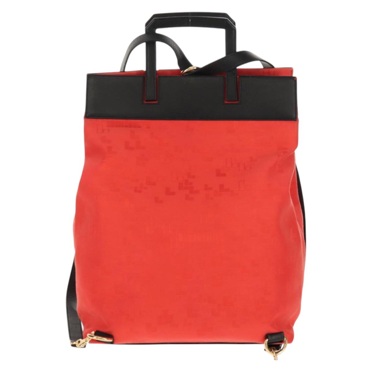 LOEWE Backpack Canvas Black Red Auth bs30603