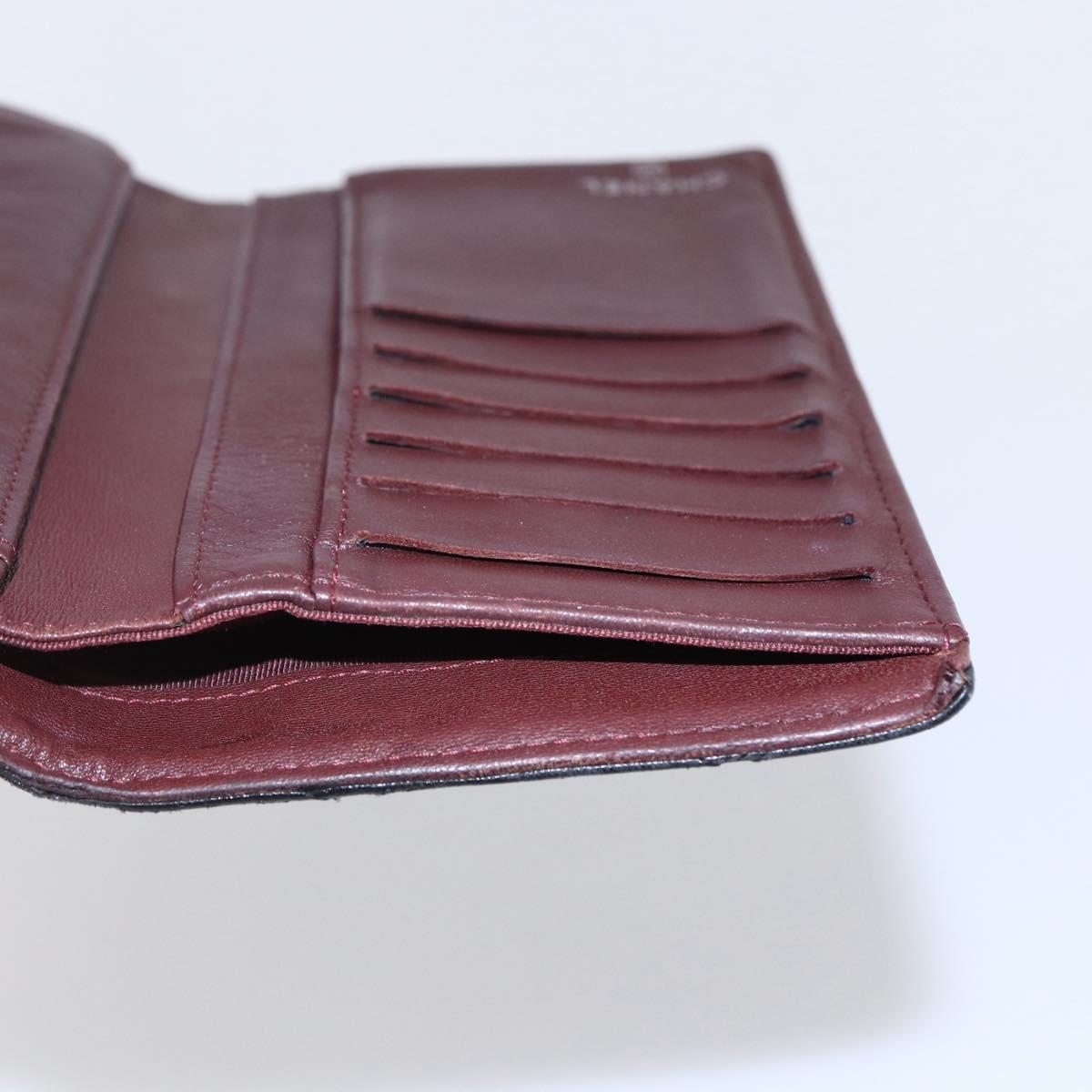 CHANEL Matelasse Long Wallet Lamb Skin Black Silver CC Auth bs30604