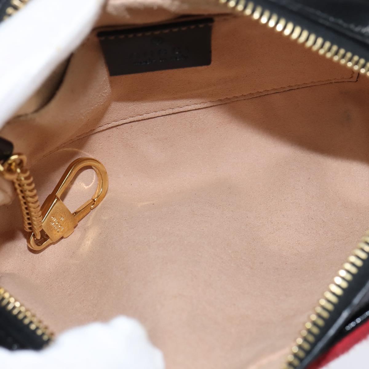 GUCCI Sherry Line Shoulder Bag Suede Patent Red Gold black 527350 Auth bs30609