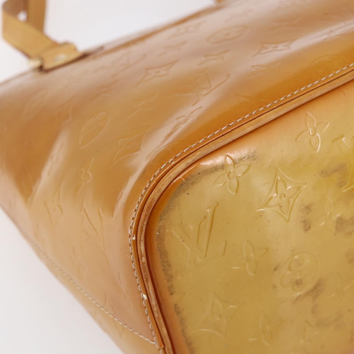 LOUIS VUITTON Monogram Vernis Houston Hand Bag Beige M91004 LV Auth bs30619