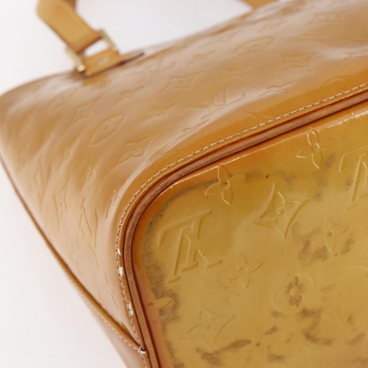 LOUIS VUITTON Monogram Vernis Houston Hand Bag Beige M91004 LV Auth bs30619