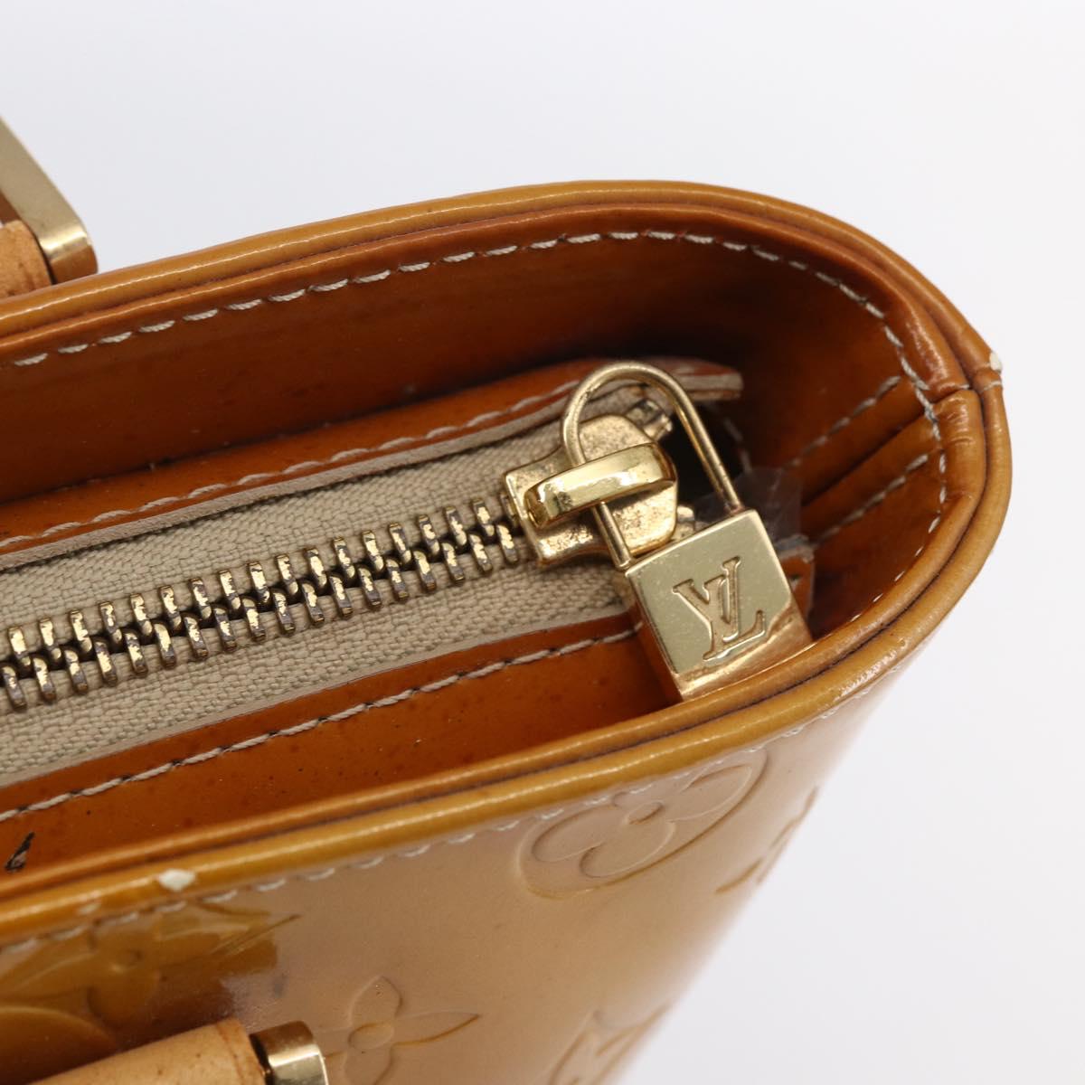 LOUIS VUITTON Monogram Vernis Houston Hand Bag Beige M91004 LV Auth bs30619