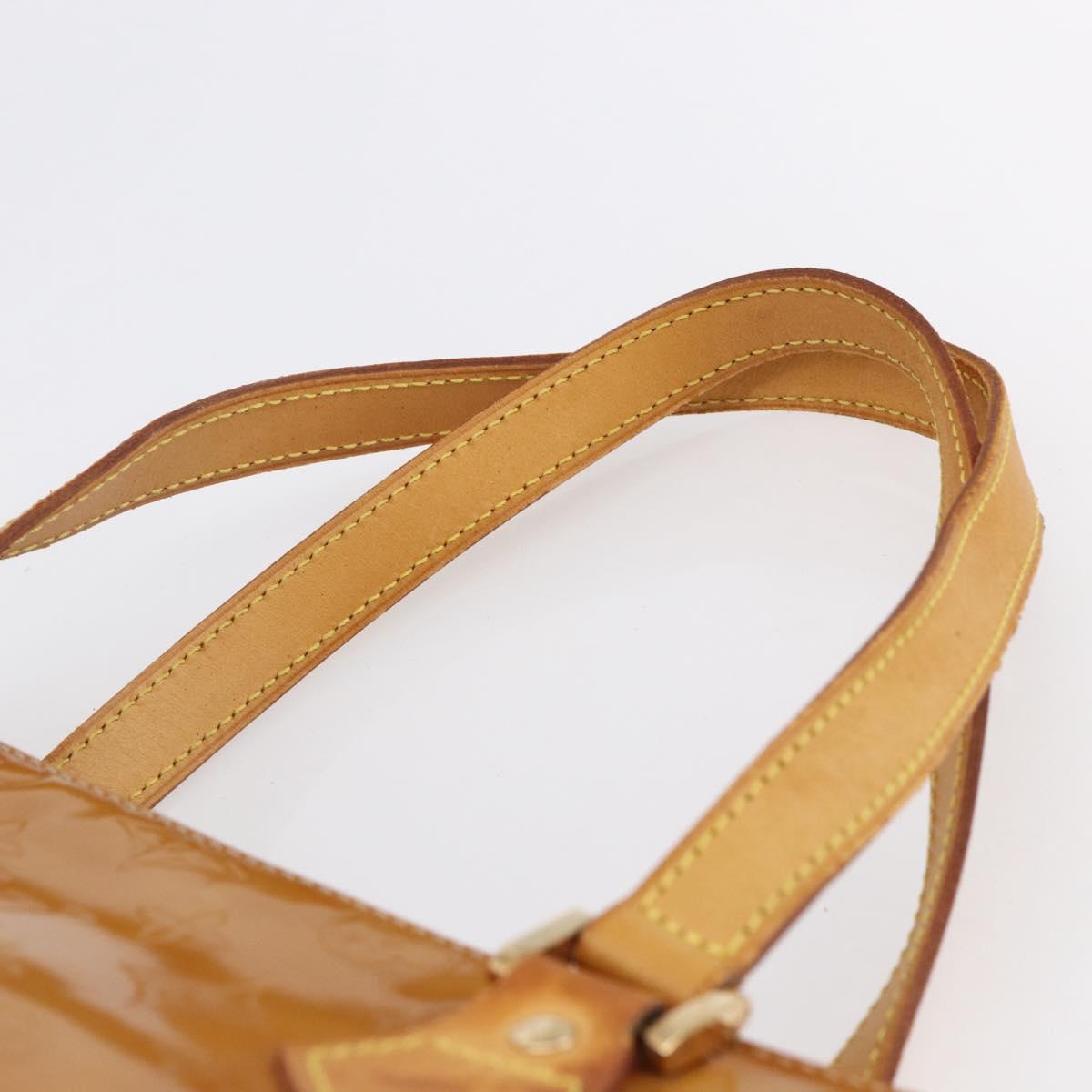 LOUIS VUITTON Monogram Vernis Houston Hand Bag Beige M91004 LV Auth bs30619