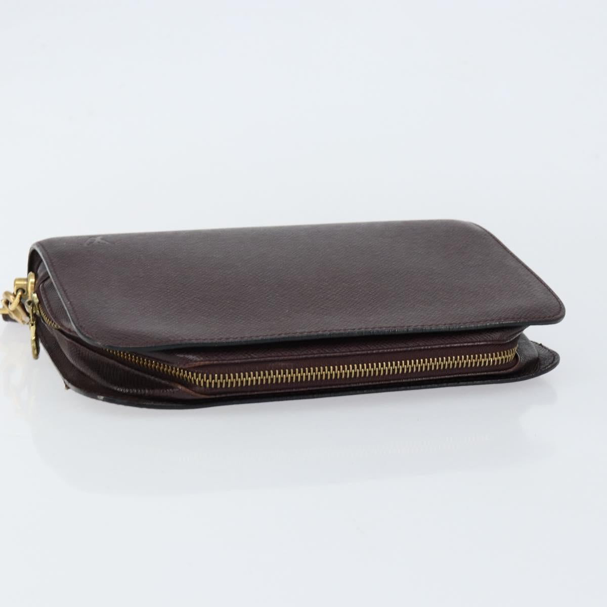 LOUIS VUITTON Taiga Baikal Clutch Bag Acajou M30186 LV Auth bs30620