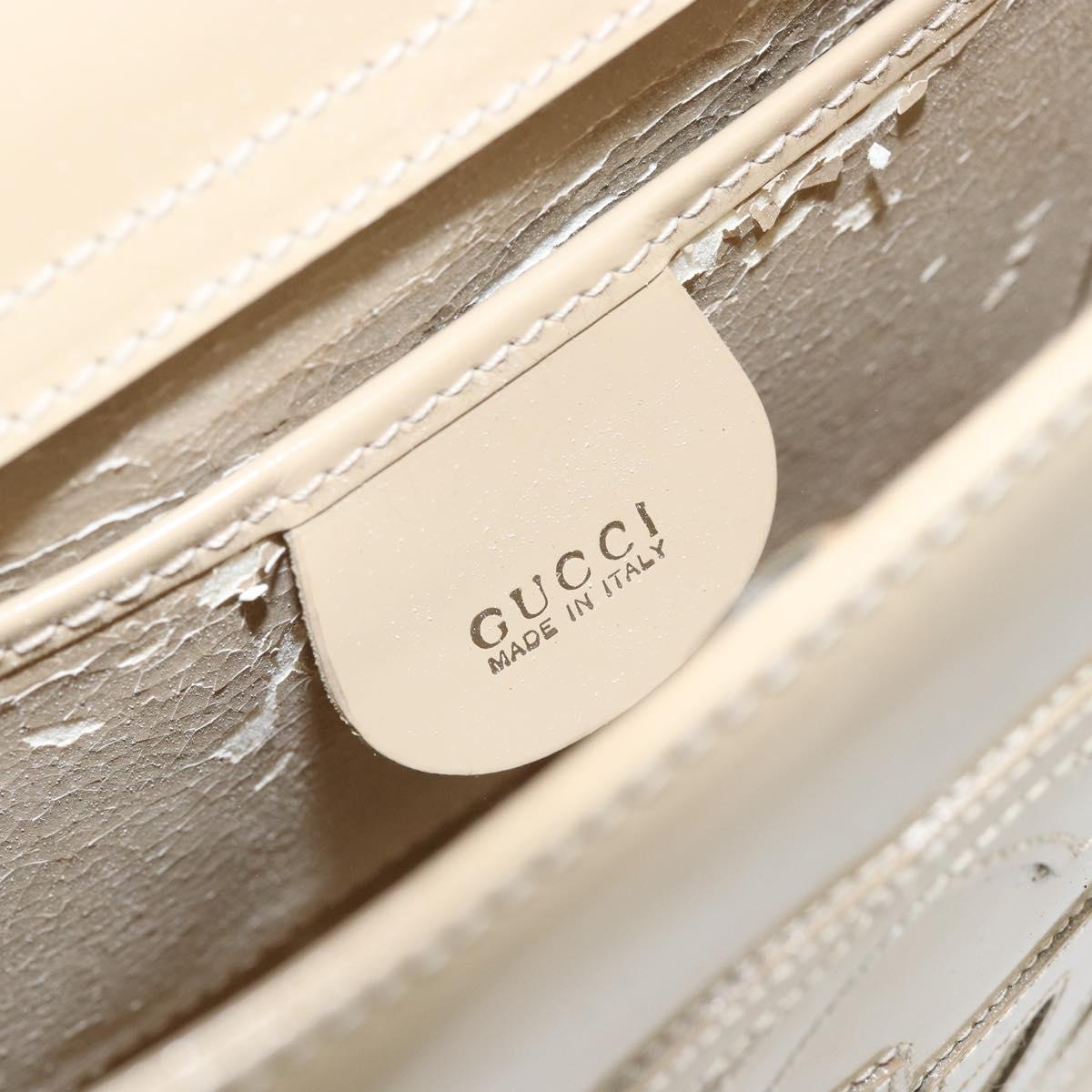 GUCCI Hand Bag Enamel Beige Silver 007 2046 0249 Auth bs30627