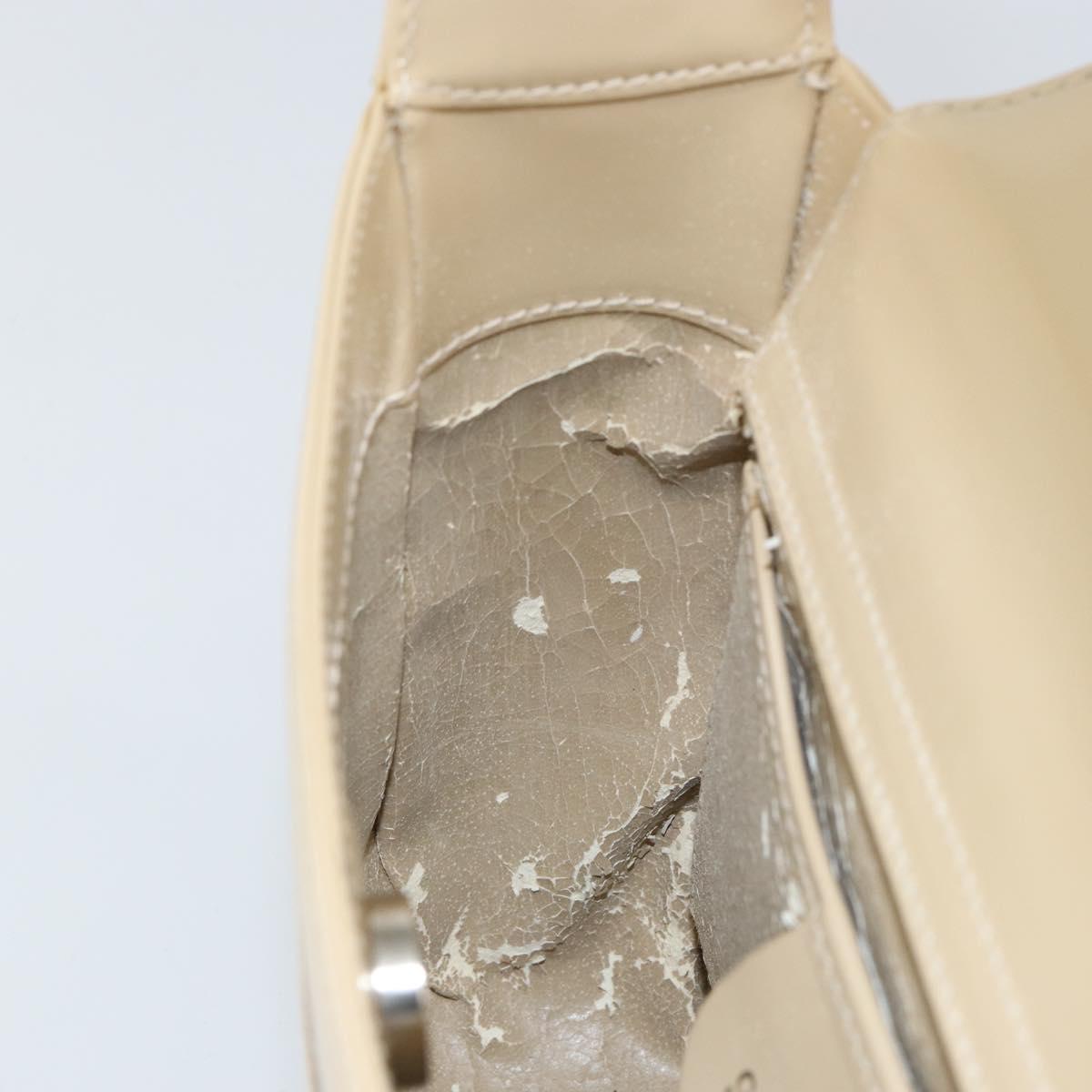 GUCCI Hand Bag Enamel Beige Silver 007 2046 0249 Auth bs30627