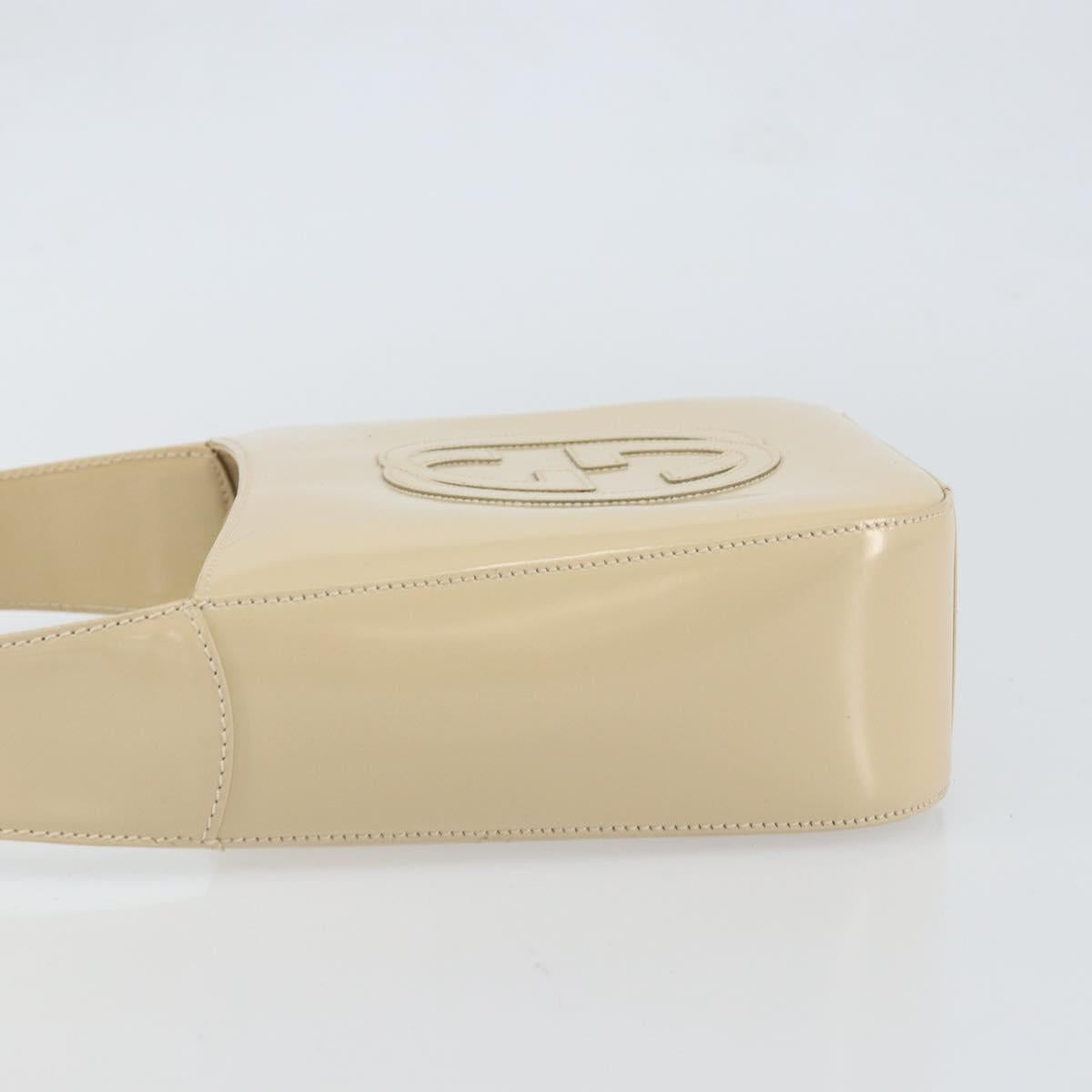 GUCCI Hand Bag Enamel Beige Silver 007 2046 0249 Auth bs30627