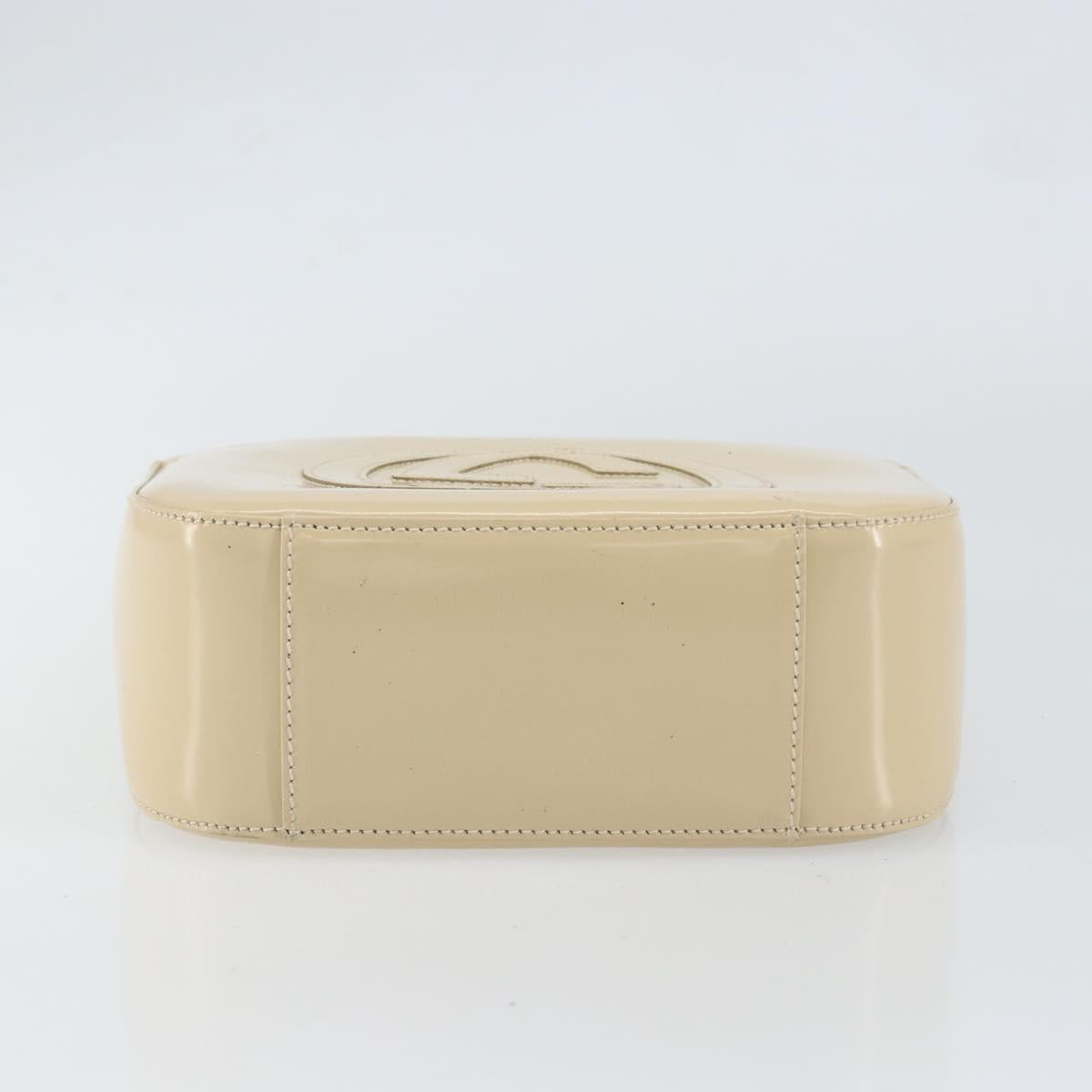 GUCCI Hand Bag Enamel Beige Silver 007 2046 0249 Auth bs30627