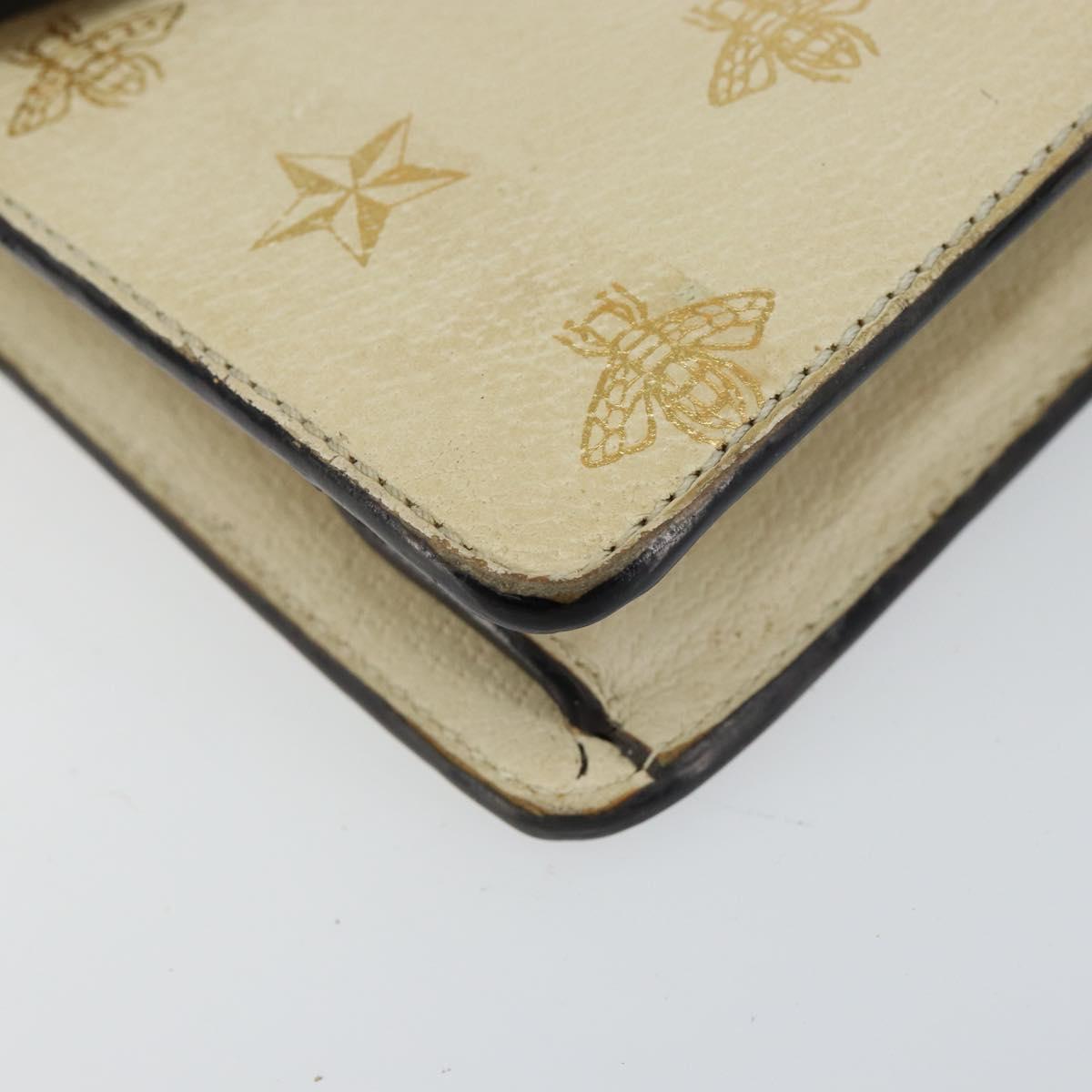 GUCCI Sherry Line Hand Bag Leather White Gold Navy 470270 Auth bs30628