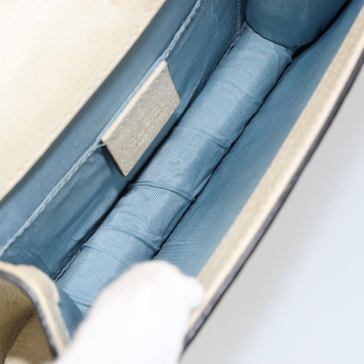 GUCCI Sherry Line Hand Bag Leather White Gold Navy 470270 Auth bs30628