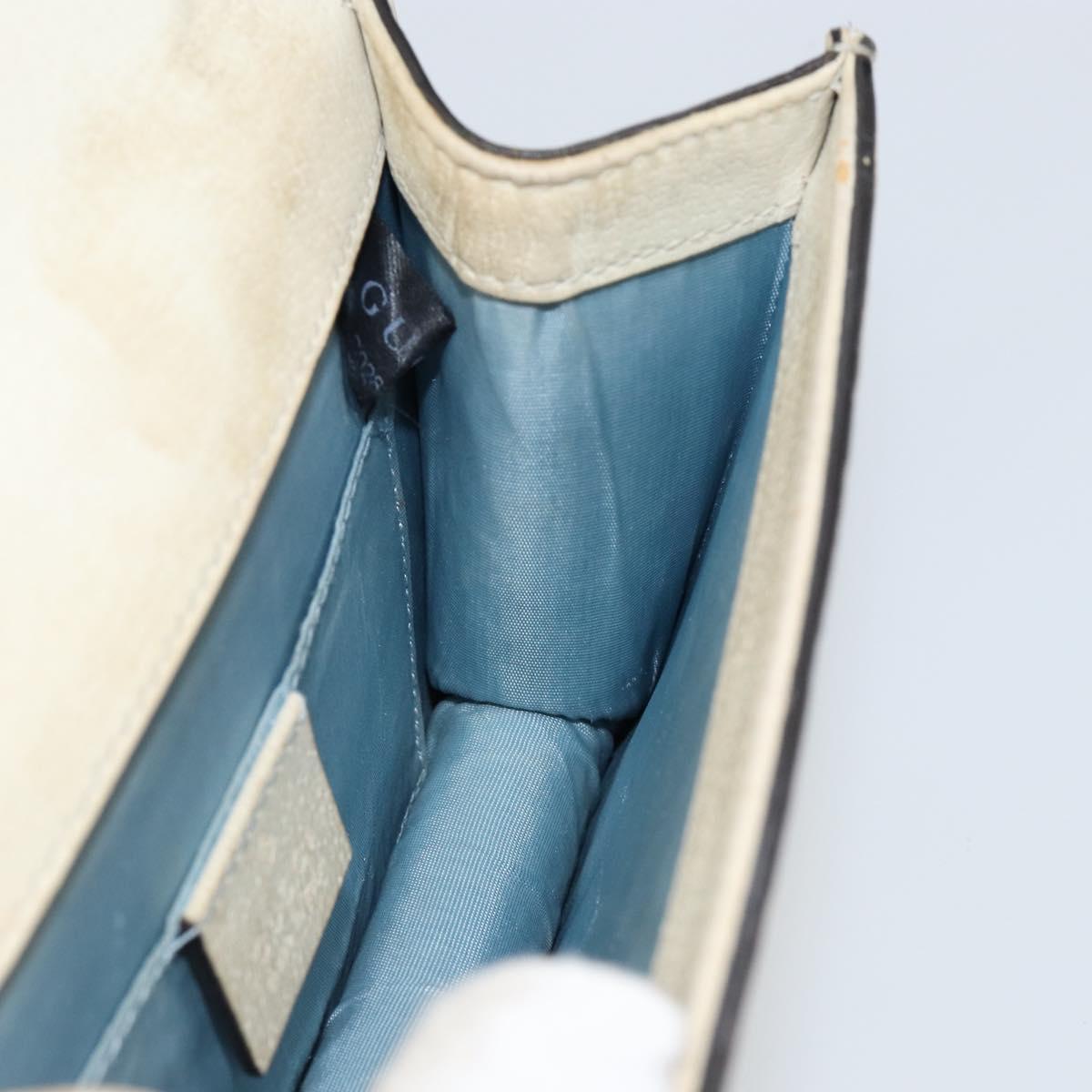 GUCCI Sherry Line Hand Bag Leather White Gold Navy 470270 Auth bs30628