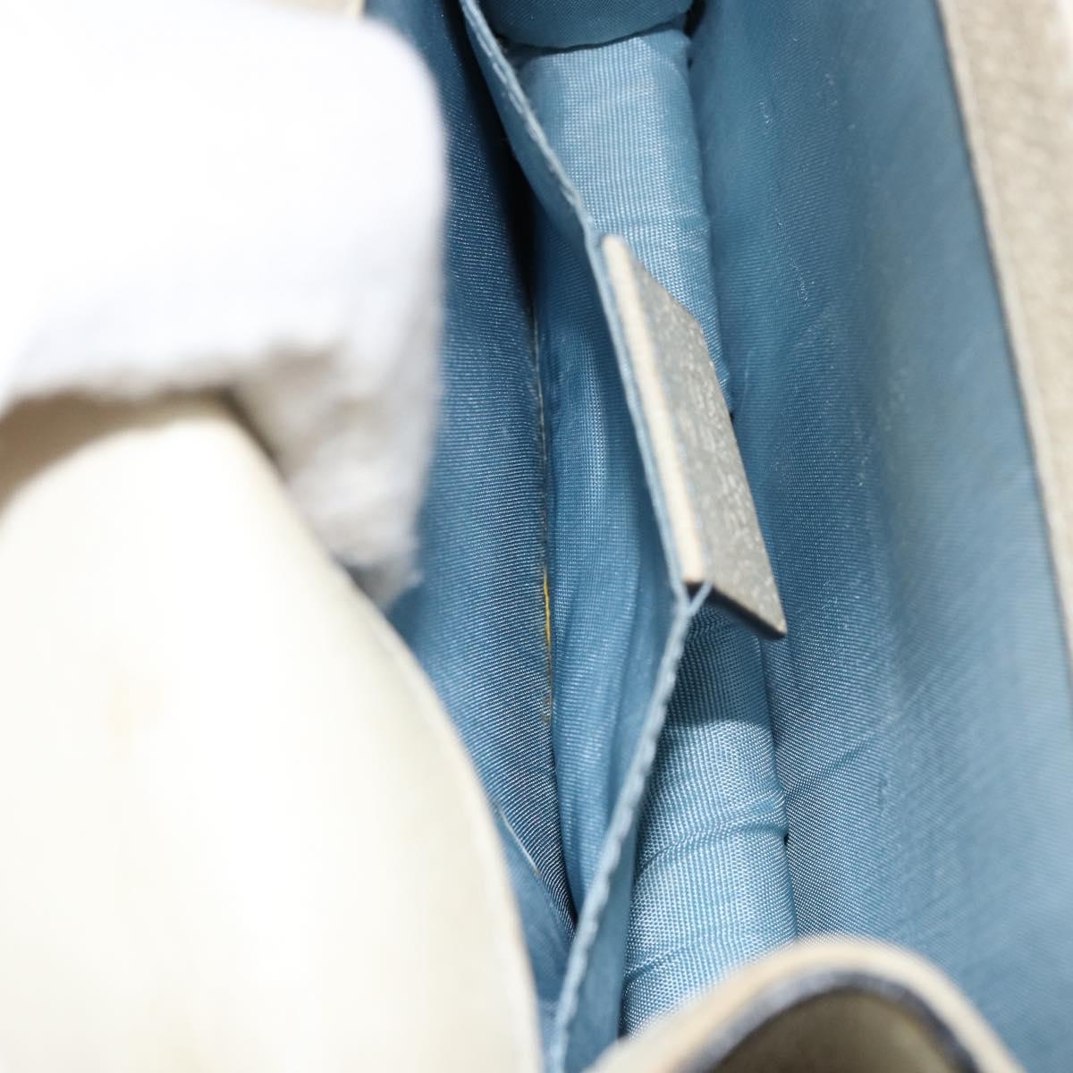 GUCCI Sherry Line Hand Bag Leather White Gold Navy 470270 Auth bs30628