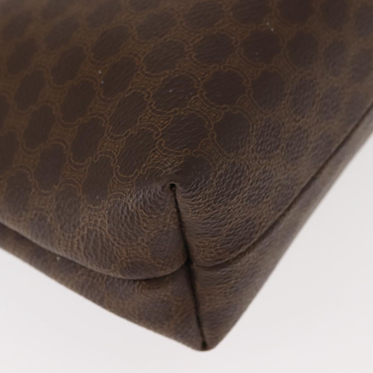 CELINE Macadam Canvas Clutch Bag PVC Leather Brown Gold Auth bs30630
