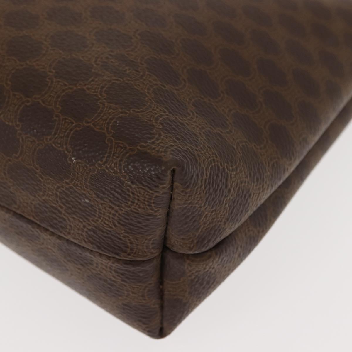 CELINE Macadam Canvas Clutch Bag PVC Leather Brown Gold Auth bs30630