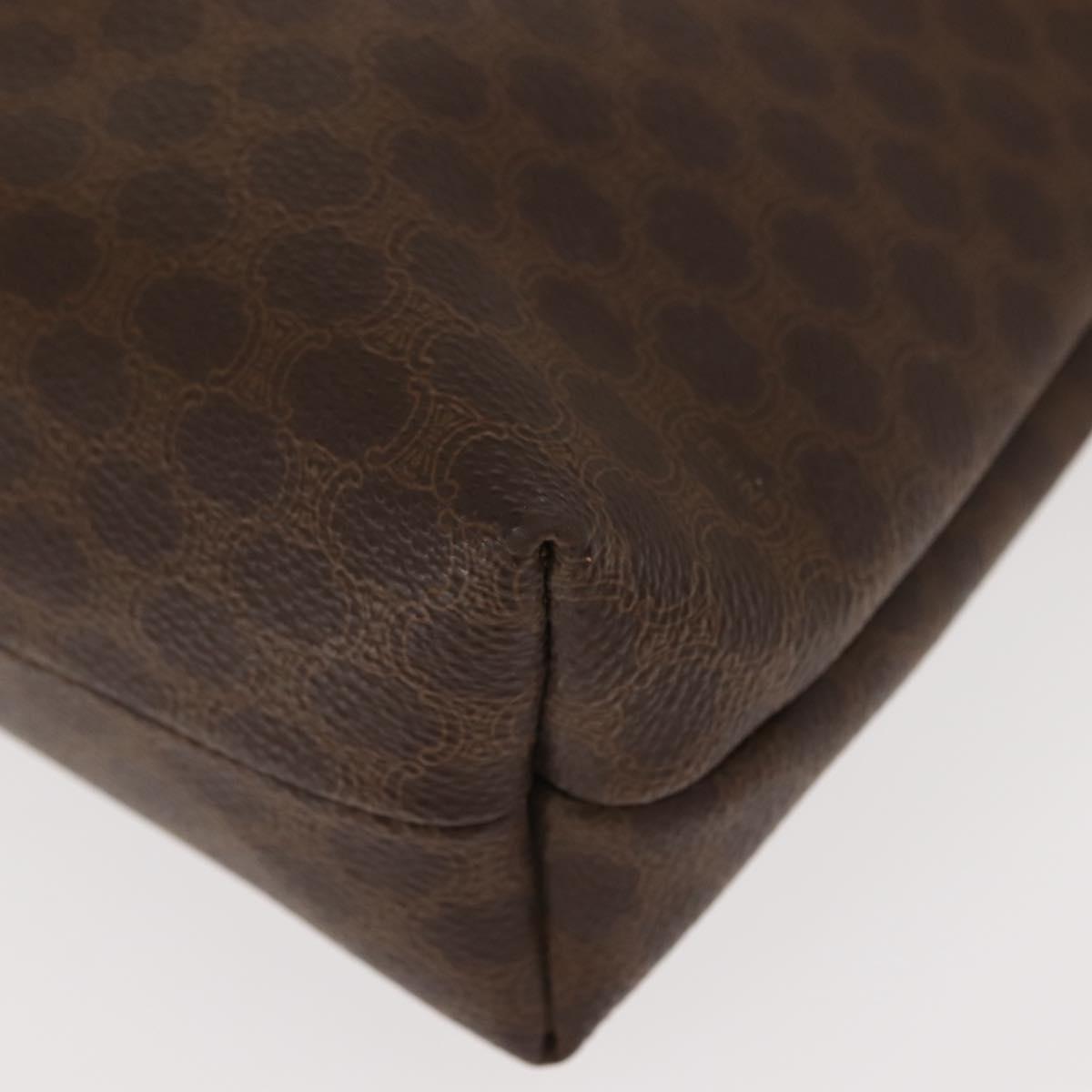 CELINE Macadam Canvas Clutch Bag PVC Leather Brown Gold Auth bs30630