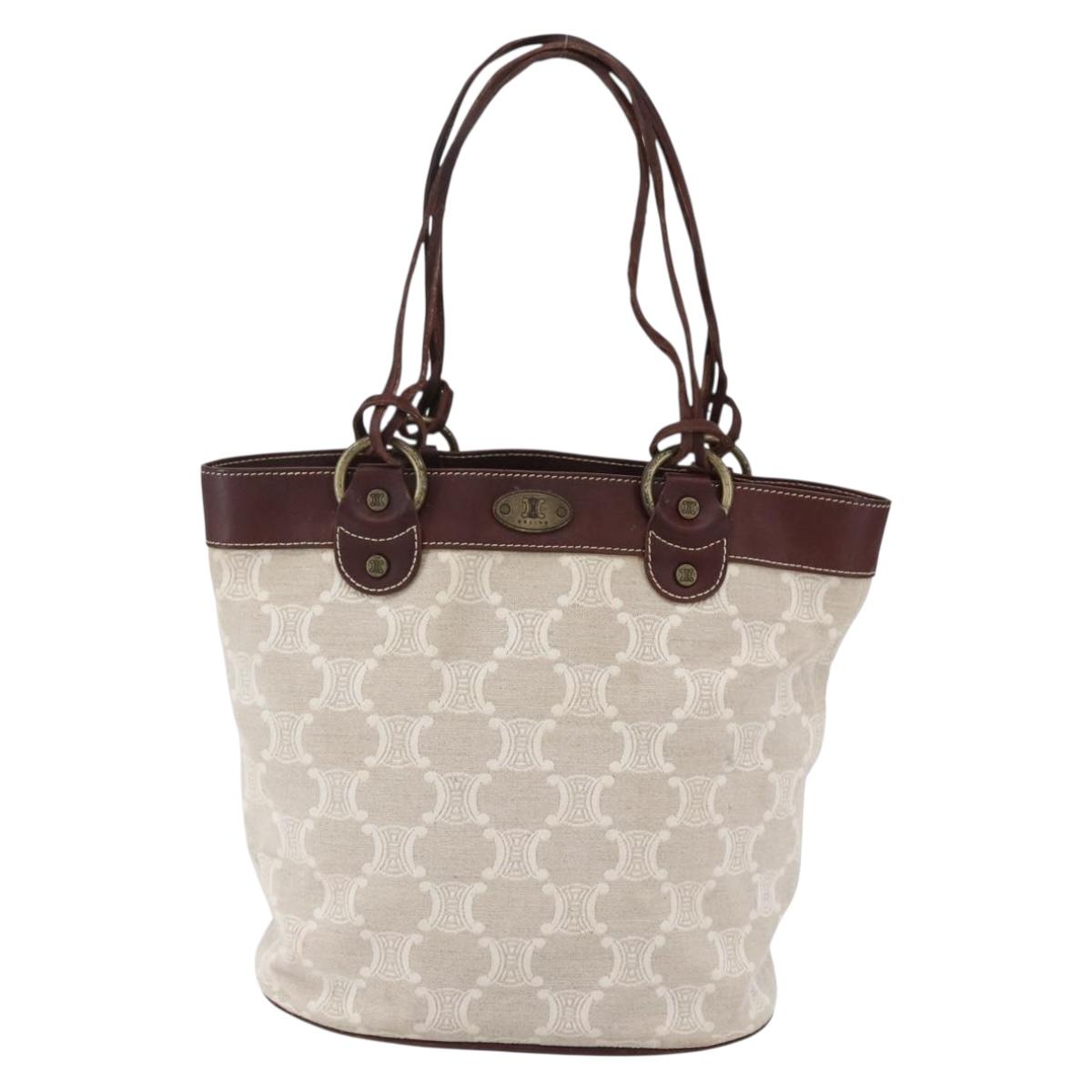 CELINE Macadam Canvas Tote Bag Beige Auth bs30631