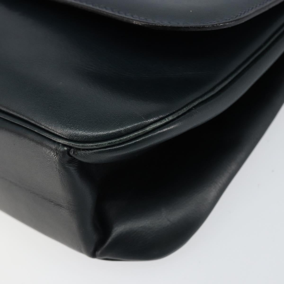 Christian Dior Shoulder Bag Leather Navy Gold Auth bs30632