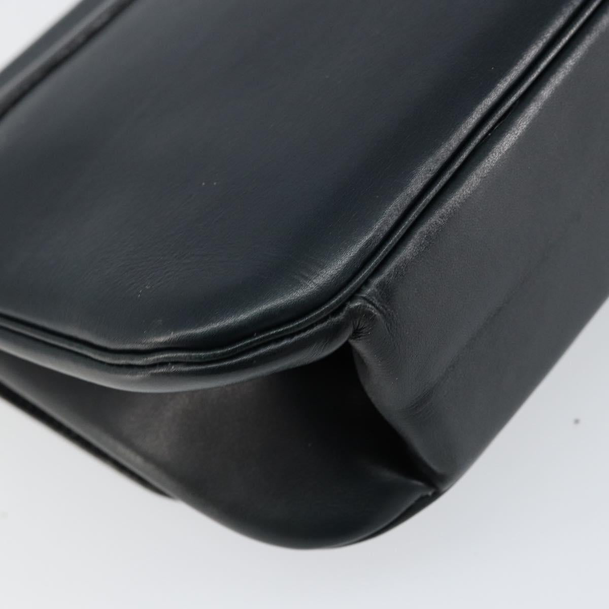 Christian Dior Shoulder Bag Leather Navy Gold Auth bs30632