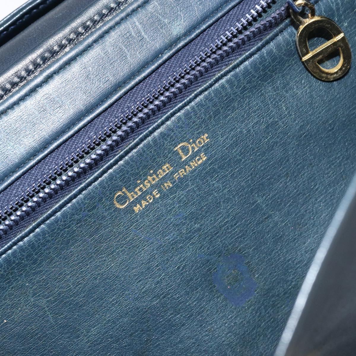 Christian Dior Shoulder Bag Leather Navy Gold Auth bs30632