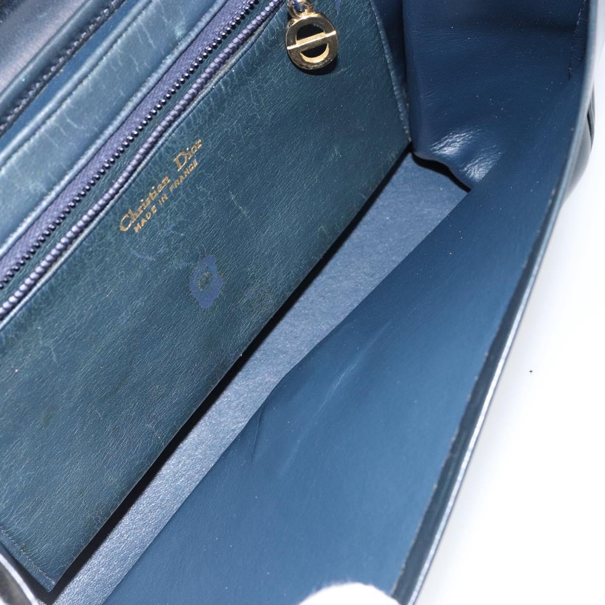 Christian Dior Shoulder Bag Leather Navy Gold Auth bs30632