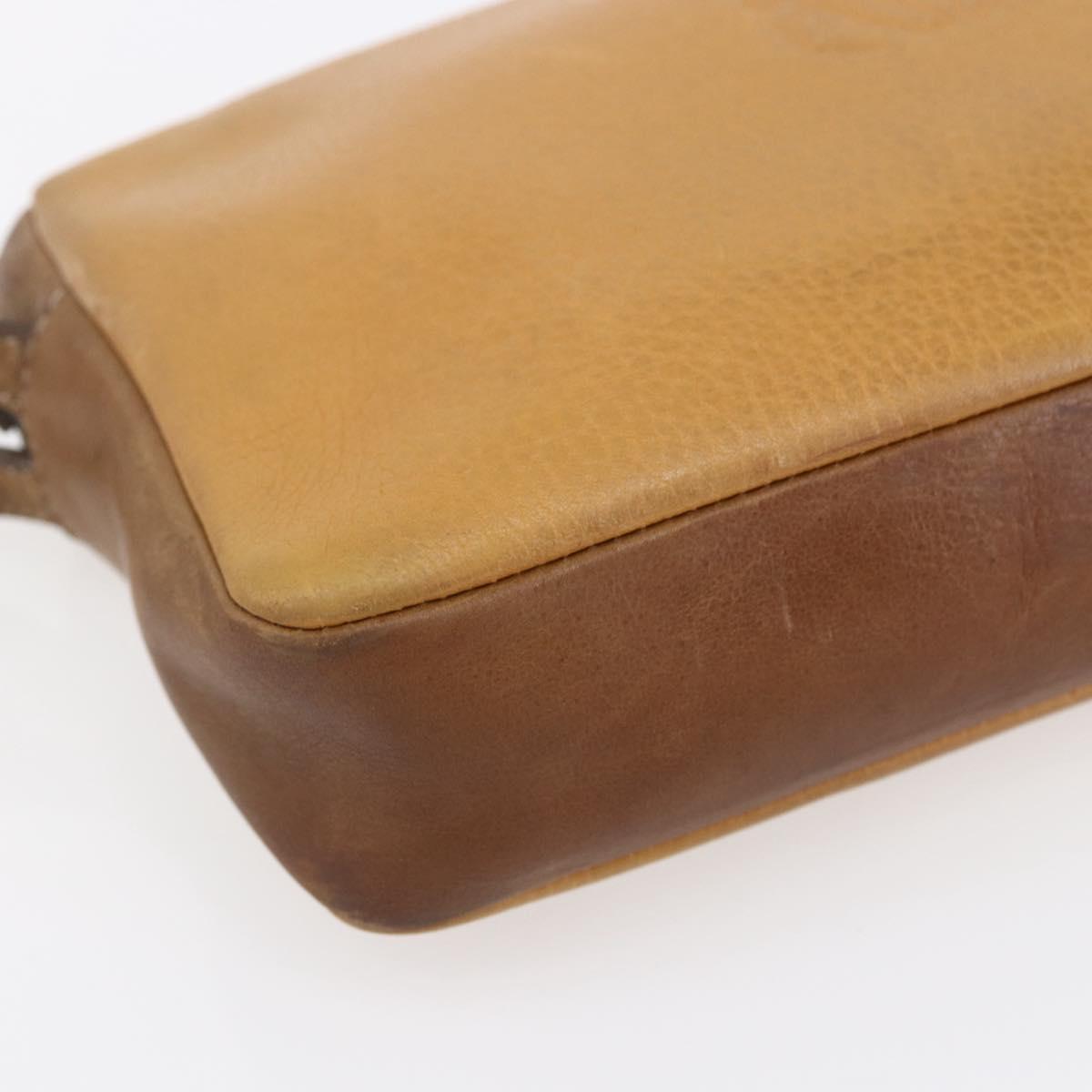 LOEWE Anagram Clutch Bag Leather Beige Auth bs30633