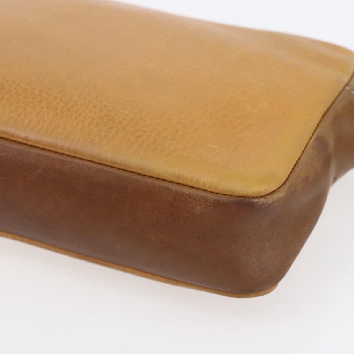LOEWE Anagram Clutch Bag Leather Beige Auth bs30633