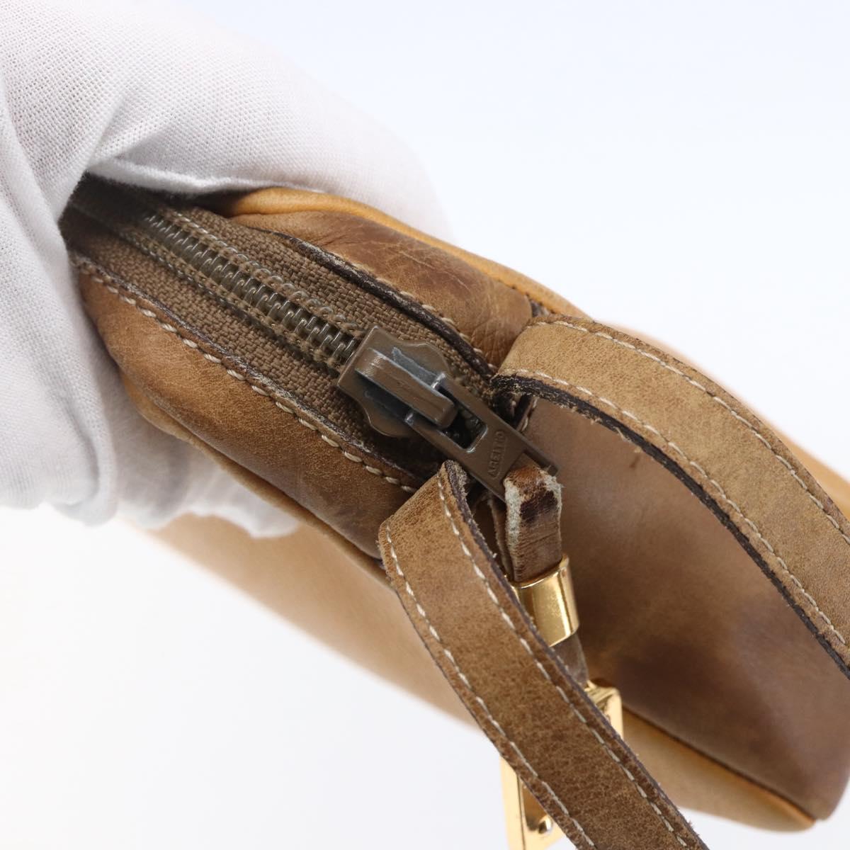 LOEWE Anagram Clutch Bag Leather Beige Auth bs30633