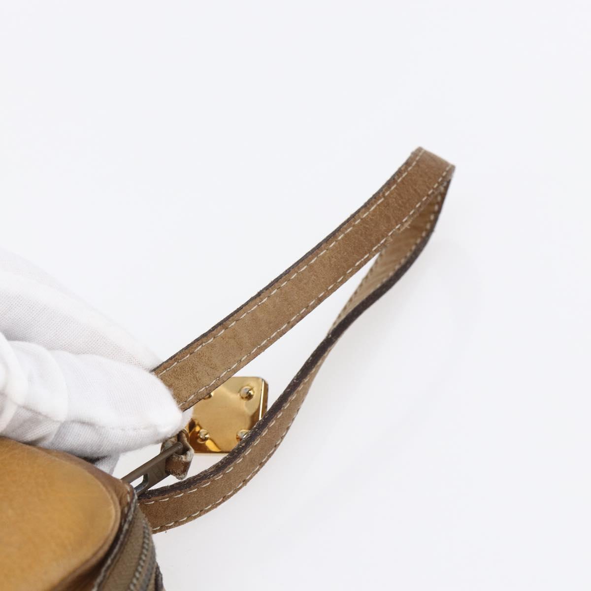 LOEWE Anagram Clutch Bag Leather Beige Auth bs30633