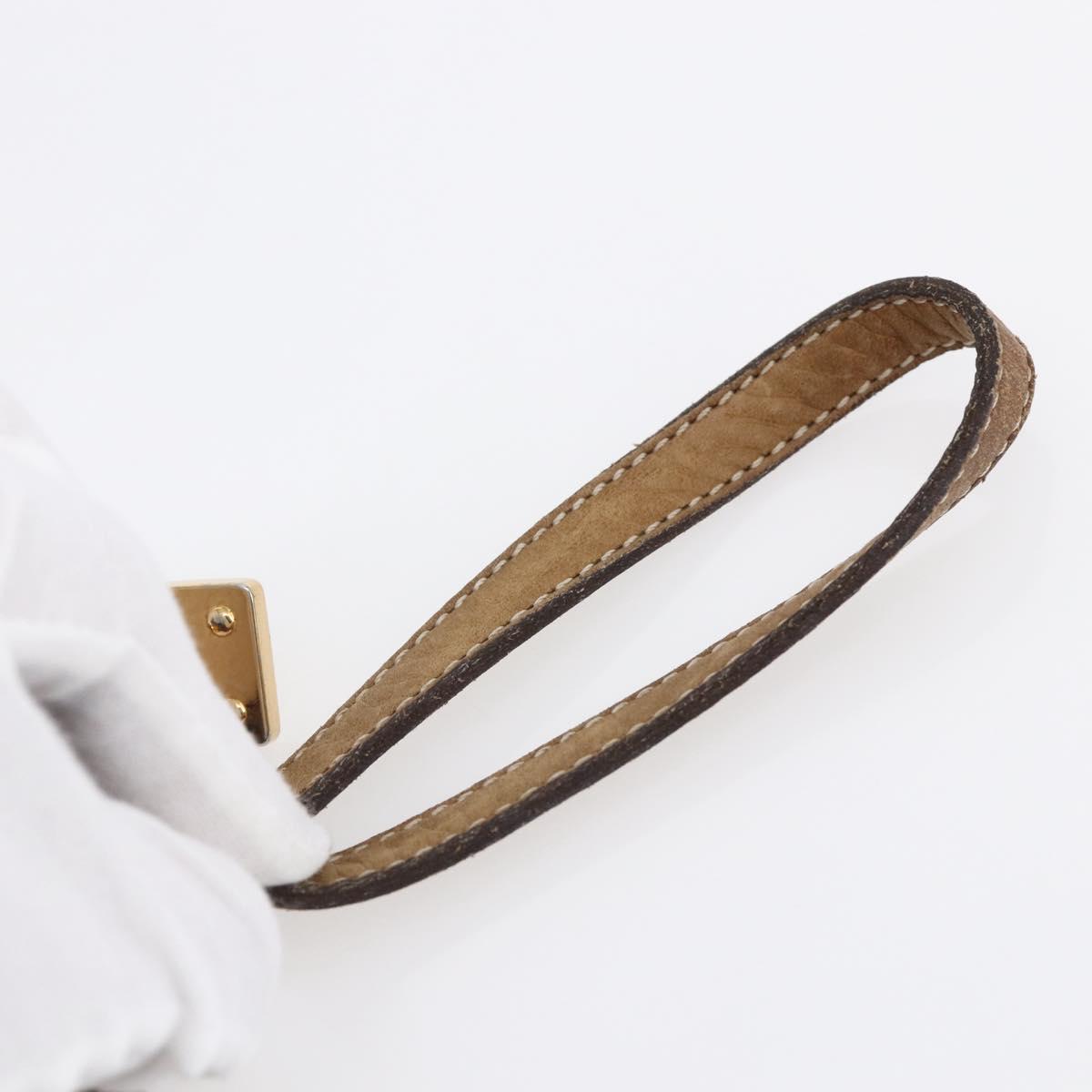 LOEWE Anagram Clutch Bag Leather Beige Auth bs30633