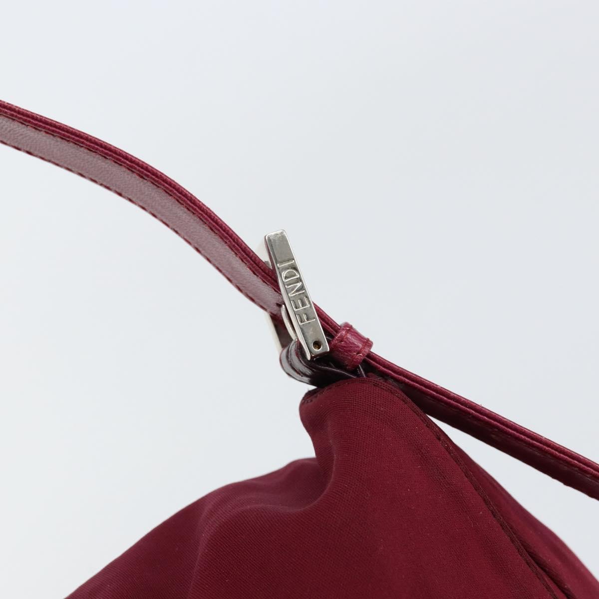 FENDI Mamma Baguette Shoulder Bag Nylon Red Silver Auth bs30635