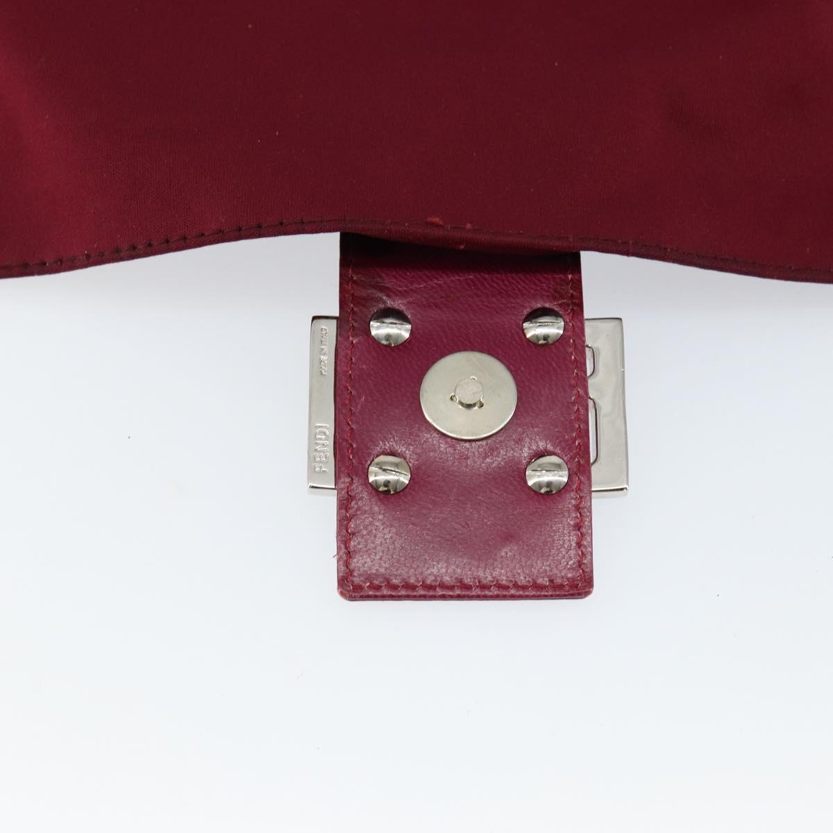 FENDI Mamma Baguette Shoulder Bag Nylon Red Silver Auth bs30635