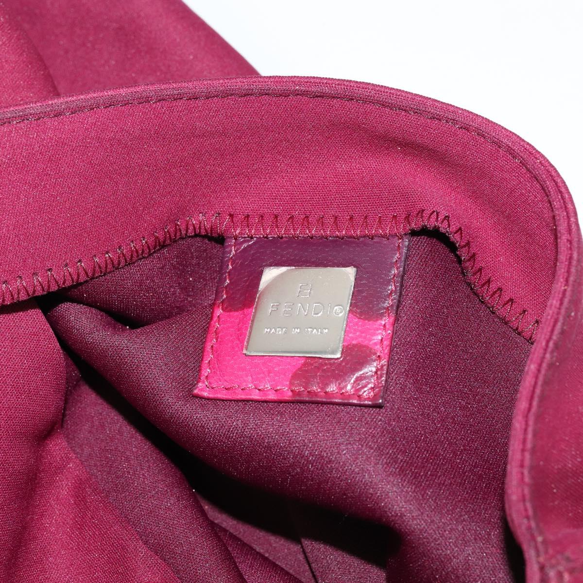 FENDI Mamma Baguette Shoulder Bag Nylon Red Silver Auth bs30635