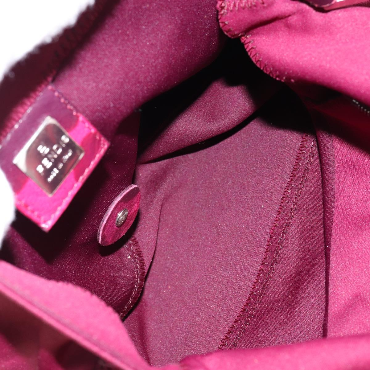 FENDI Mamma Baguette Shoulder Bag Nylon Red Silver Auth bs30635