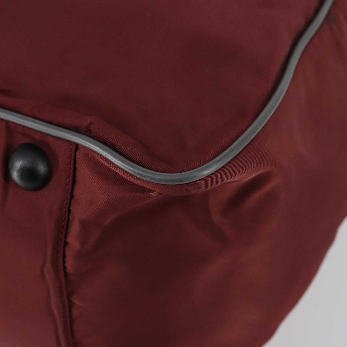 PRADA Sports Boston Bag Nylon 2way Bordeaux Silver Auth bs30637