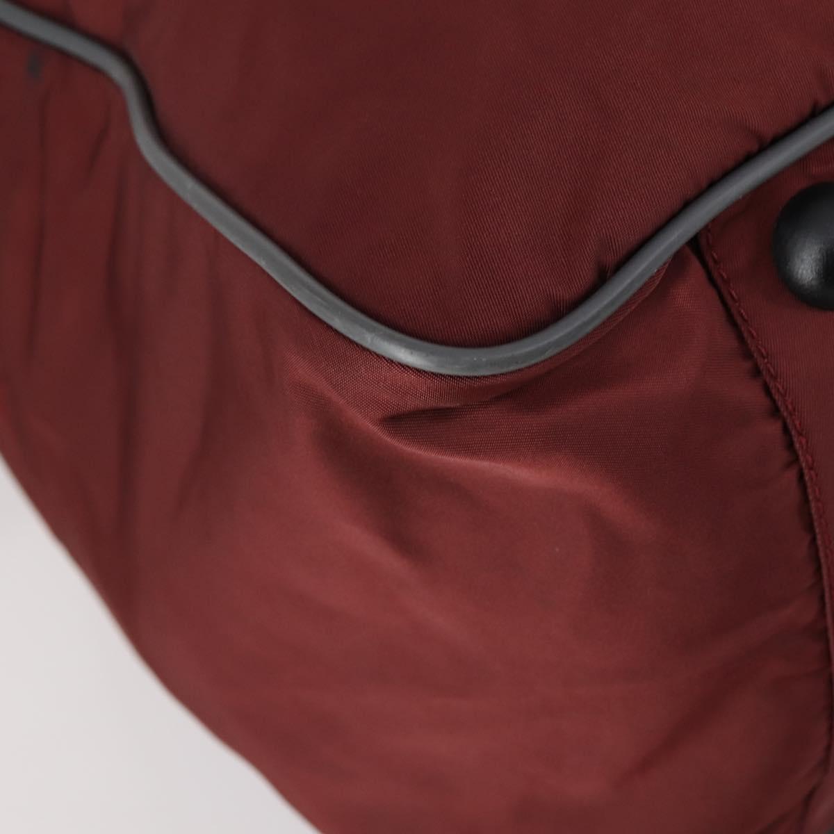 PRADA Sports Boston Bag Nylon 2way Bordeaux Silver Auth bs30637