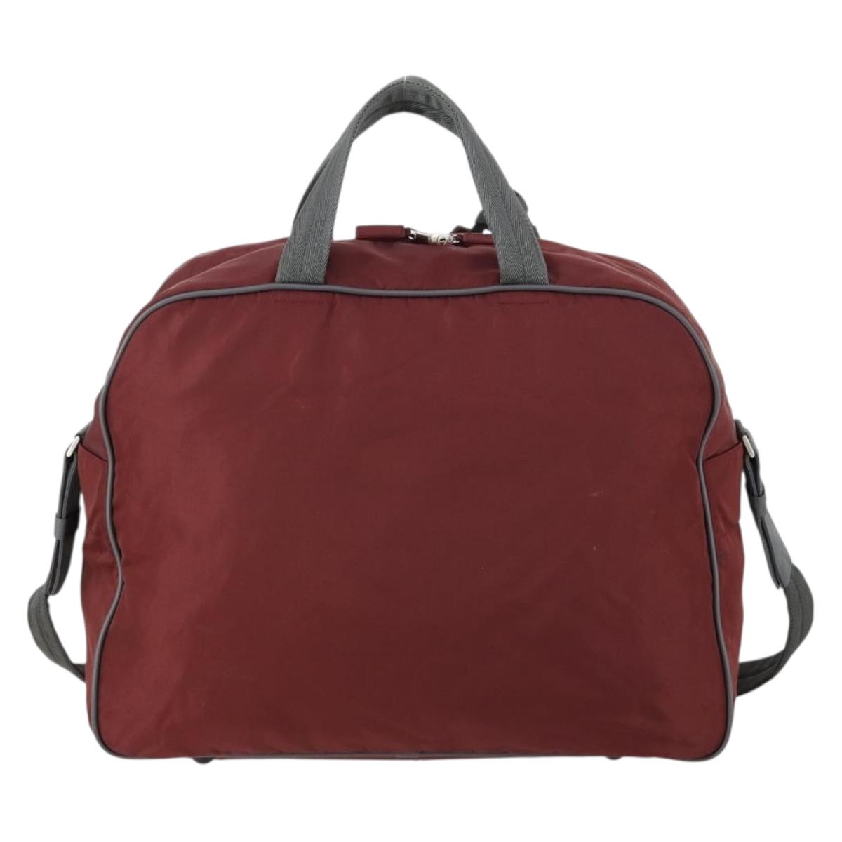 PRADA Sports Boston Bag Nylon 2way Bordeaux Silver Auth bs30637