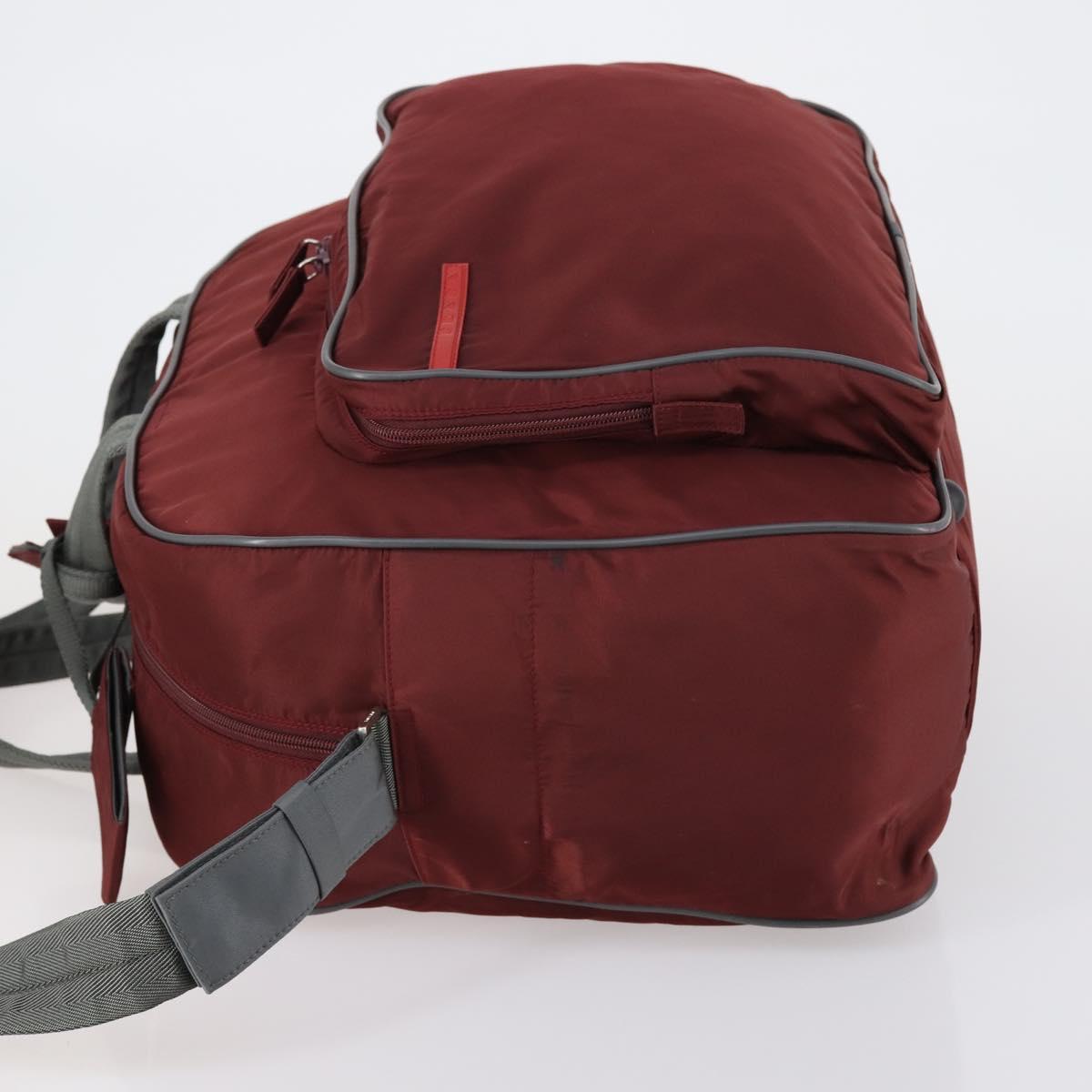 PRADA Sports Boston Bag Nylon 2way Bordeaux Silver Auth bs30637