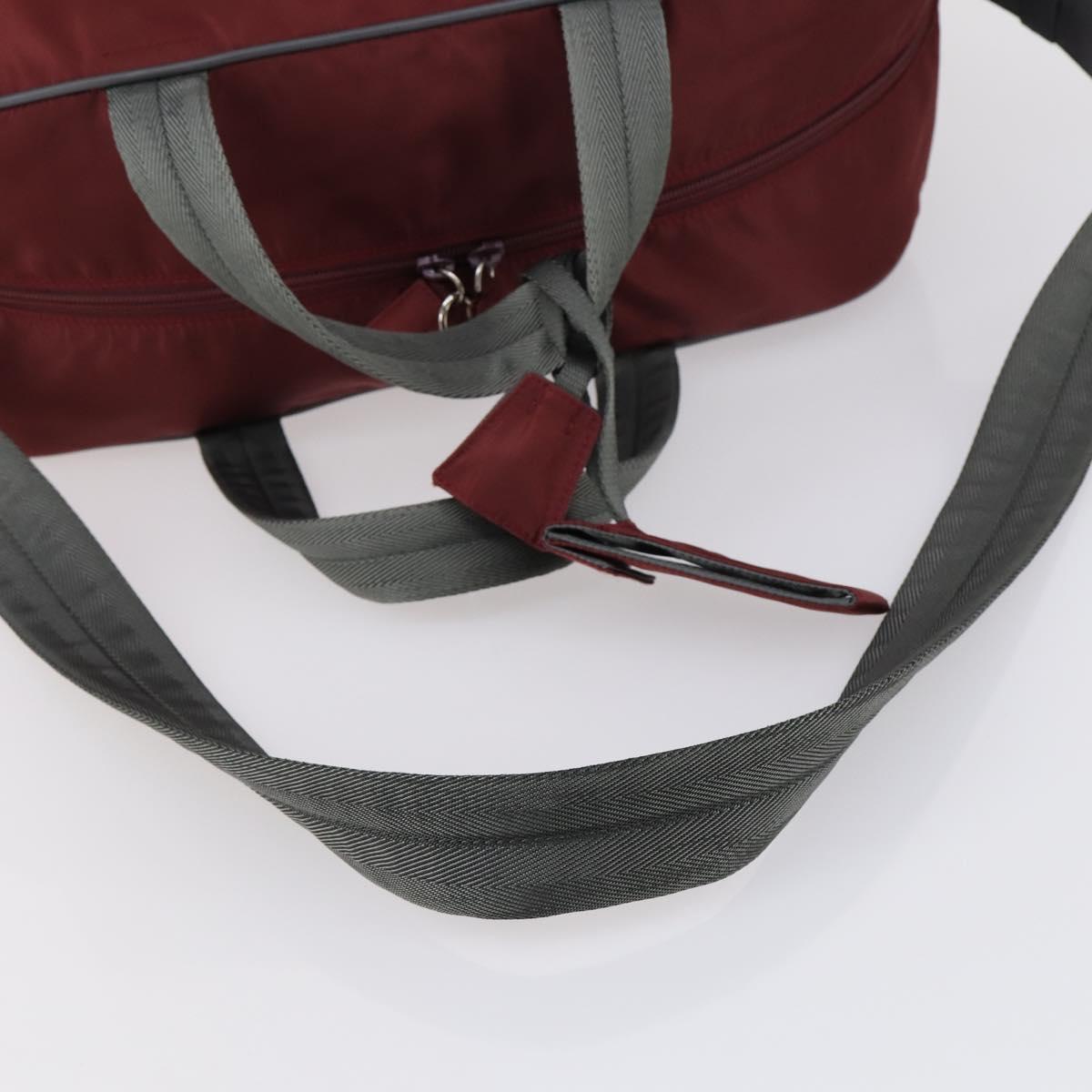 PRADA Sports Boston Bag Nylon 2way Bordeaux Silver Auth bs30637